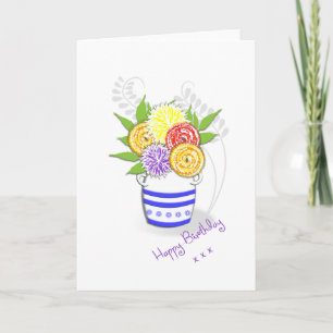 Pretty Vase of Summer Flowers Card