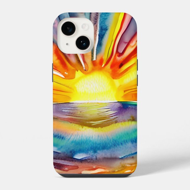 Pretty Vibrant Colourful Sunset over the Water iPhone Case (Back)