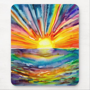 Pretty Vibrant Colourful Sunset over the Water Mouse Pad