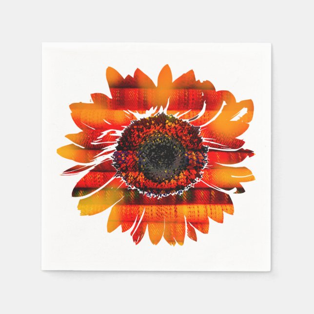 Pretty Vibrant Fiery Sunflower Napkin (Front)
