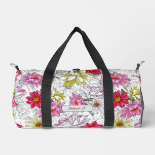 Pretty Vibrant Girly Floral Pattern Duffle Bag