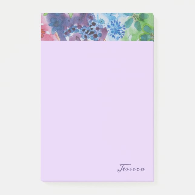 Pretty Vibrant Modern Flowers Personalised Post-it Notes (Front)