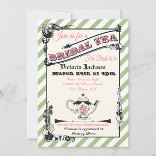 Pretty Victorian Bridal Shower Tea Party Invitation