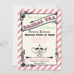 Pretty Victorian Bridal Shower Tea Party Invitation