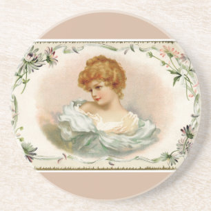 Pretty Victorian Lady Floral Coaster