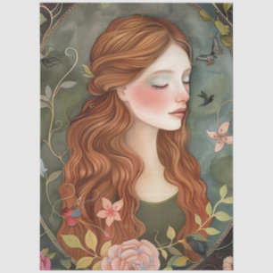 Pretty Victorian Lady Whimsical Wildflowers Tissue Paper