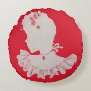 pretty Victorian silhouette Round Cushion