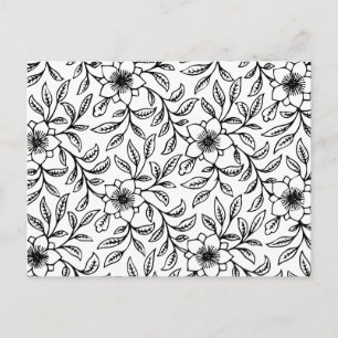 Pretty Vintage Black & White Shabby Chic Flora Postcard