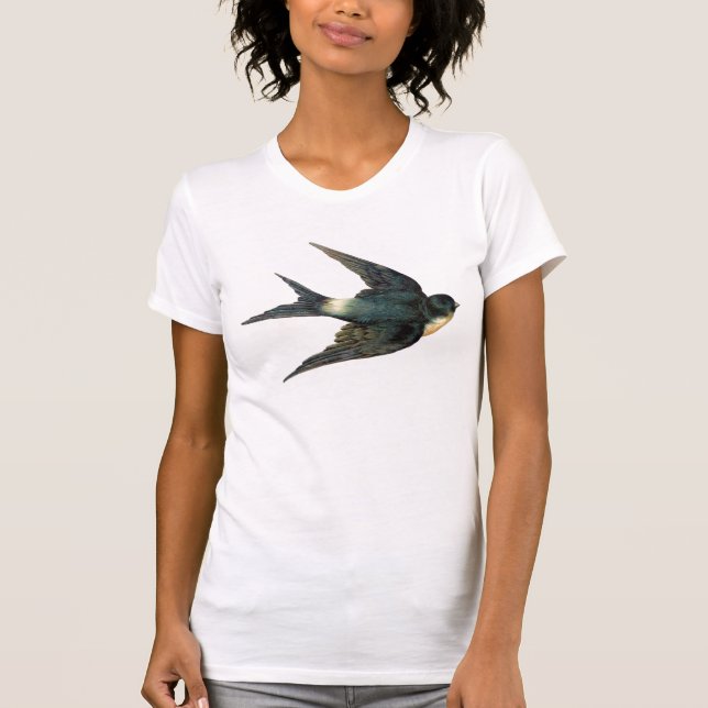 Pretty Vintage blue swallow T-Shirt (Front)