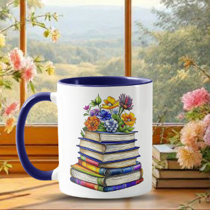 Pretty Vintage Books and Flowers Personalised Mug