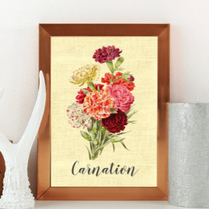 Pretty Vintage Carnation Bouquet Poster