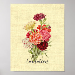 Pretty Vintage Carnation Bouquet  Poster