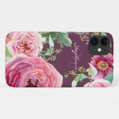 Pretty Vintage Cassis Pink Peony Floral Watercolor Case-Mate iPhone Case (Back (Horizontal))