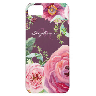 Pretty Vintage Cassis Pink Peony Floral Watercolor Barely There iPhone 5 Case