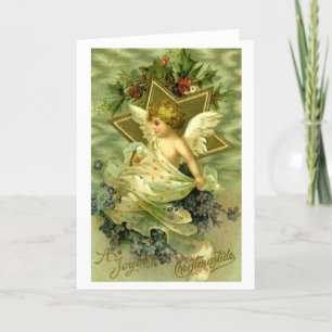Pretty Vintage Christmas Cherub Holiday Card