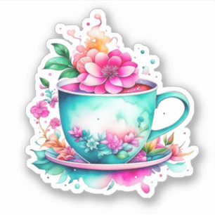 Pretty Vintage Coffee Cup with Pink Flowers