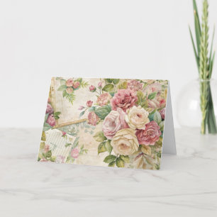 Pretty Vintage Ephemera Inspired Florals Card