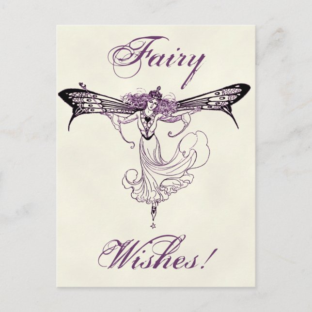 Pretty Vintage Fairy Decal Postcard (Front)