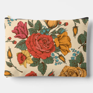 Pretty vintage floral illustrations Pink Roses Accessory Pouch