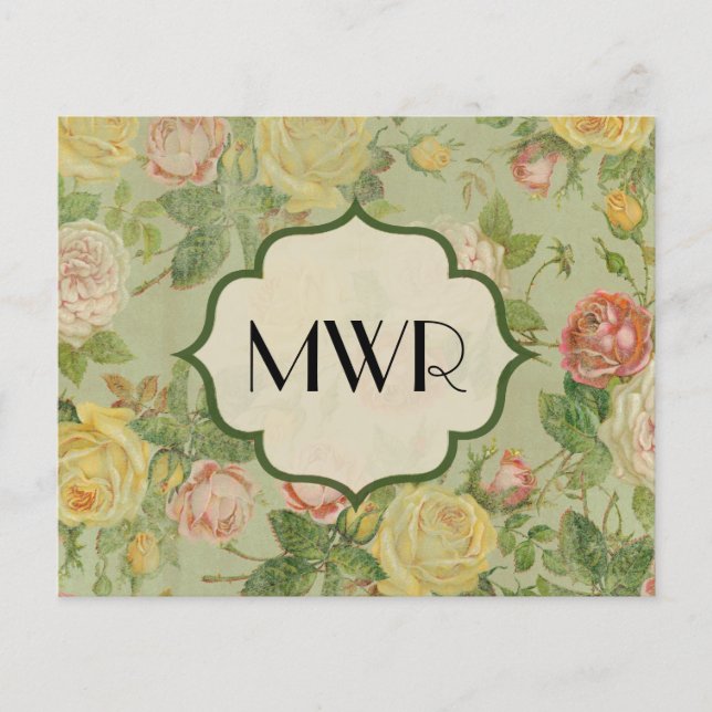 Pretty Vintage Floral Monogrammed Flower Pattern Flyer (Front)