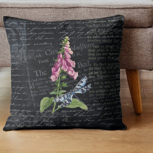 Pretty Vintage Flower & Butterfly Botanical Cushion