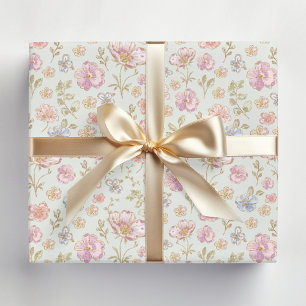 Pretty Vintage Flowers Floral Pattern Wrapping Paper