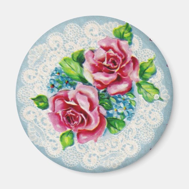 Pretty Vintage Flowers Magnet (Front)