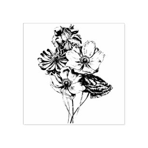 Pretty Vintage Flowers Rubber Stamp
