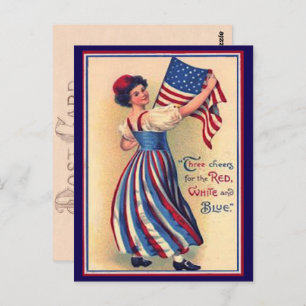 Pretty Vintage Fourth of July Patriotic Flag Postcard
