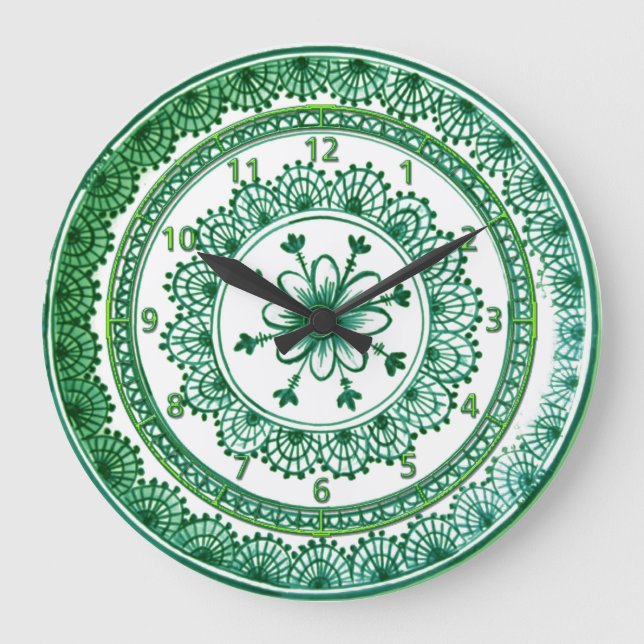 pretty vintage green delft plate clock (Front)