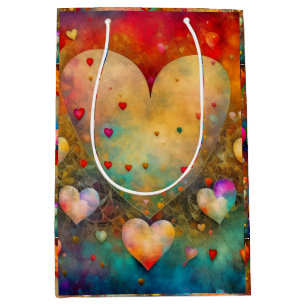 Pretty Vintage Hearts Valentine's Day Medium Gift Bag