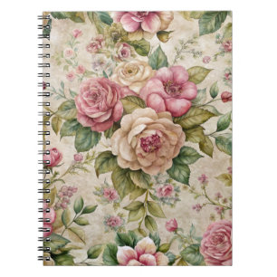 Pretty Vintage Inspired Pink Floral Notebook