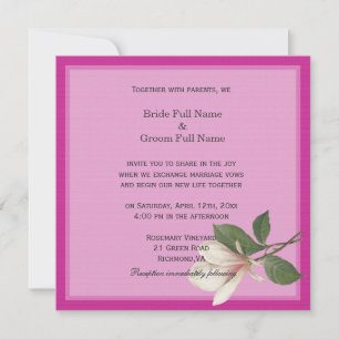 pretty vintage magnolia flower pink spring wedding invitation