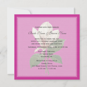 pretty vintage magnolia flower pink spring wedding invitation