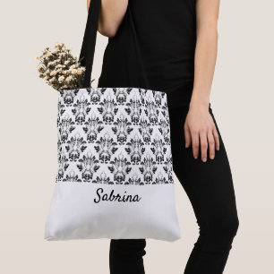 Pretty Vintage Pattern Monogrammed Tote Bag