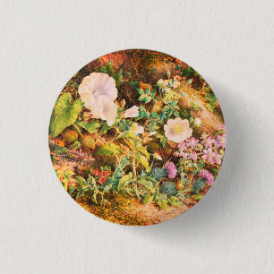 Pretty Vintage petunias flowers floral painting 3 Cm Round Badge
