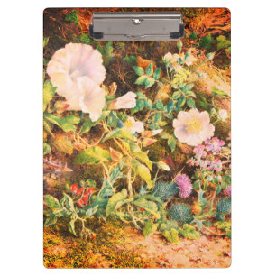 Pretty Vintage petunias flowers floral painting Clipboard
