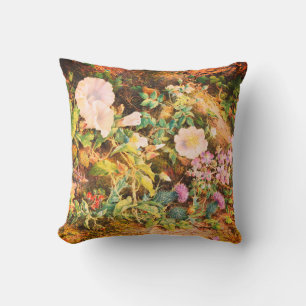 Pretty Vintage petunias flowers floral painting Cushion