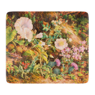 Pretty Vintage petunias flowers floral painting Cutting Board