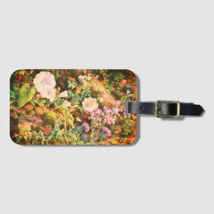 Pretty Vintage petunias flowers floral painting Luggage Tag