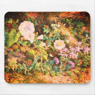 Pretty Vintage petunias flowers floral painting Mouse Pad