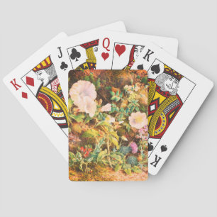 Pretty Vintage petunias flowers floral painting Playing Cards