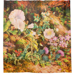 Pretty Vintage petunias flowers floral painting Shower Curtain