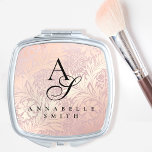 Pretty Vintage Pink Botanical Personalised  Compact Mirror<br><div class="desc">Add a touch of elegance to your wedding party gifts with our Pretty Vintage Pink Botanical Personalised Compact Mirror. Featuring a stunning pink, rose gold, and black design with vintage charm, this fancy makeup mirror can be personalised with a monogram and name, making it the perfect keepsake for the bride...</div>