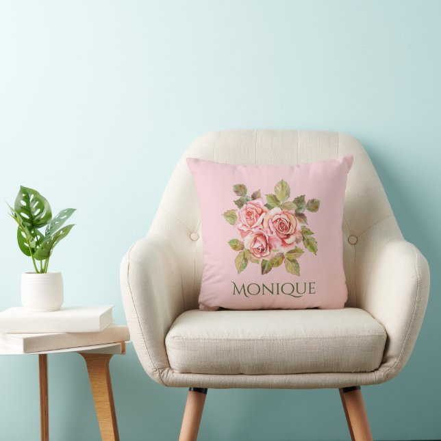 Pretty Vintage Pink Roses Personalised Cushion (Chair)