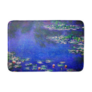 Pretty Vintage Water Lilies by Claude Monet Bath Mat