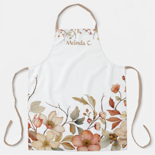 Pretty Vintage Watercolor Floral Design Apron