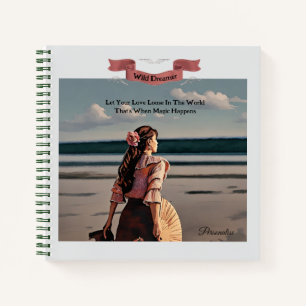 Pretty Vintage Woman Beach Dreamer Quote Journal 