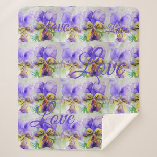 Pretty Viola Flower Floral Purple Pattern Love Sherpa Blanket