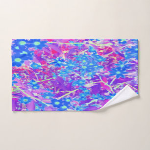 Pretty Violet Blue and Lime Green Flowers Hand Towel